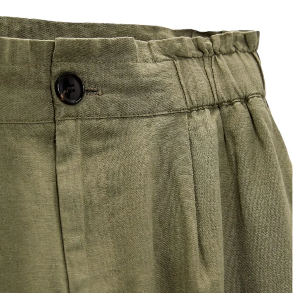 ZARA | Khaki | BAGGY LINEN BLEND PANTS